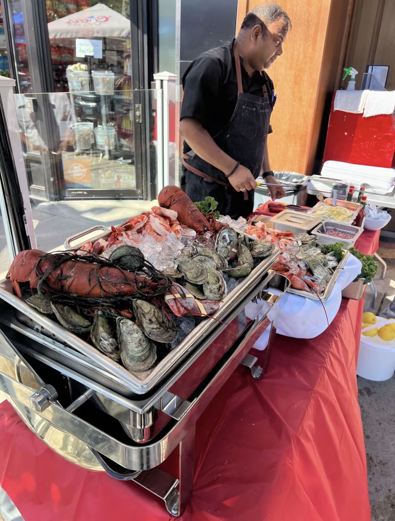 Chef Saku at a live raw seafood and lobster bar